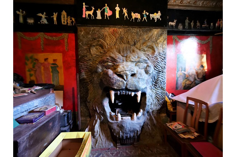 Lion fireplace and friezes